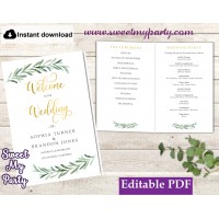 Greenery Wedding Program booklet template,Greenery Wedding Order of Service template, (78)